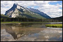 Mt Rundle reflected in first Vermillion lake, afternoon. Banff National Park, Canadian Rockies, Alberta, Canada