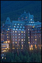 Banff Springs Hotel at dusk. Banff National Park, Canadian Rockies, Alberta, Canada