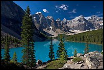 Moraine Lake and Wenkchemna Mountains , mid-morning. Banff National Park, Canadian Rockies, Alberta, Canada (color)