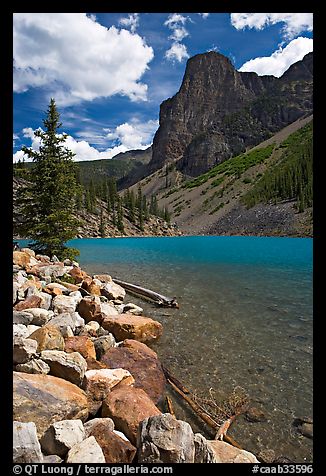 Moraine Lake and peak, afternoon. Banff National Park, Canadian Rockies, Alberta, Canada (color)