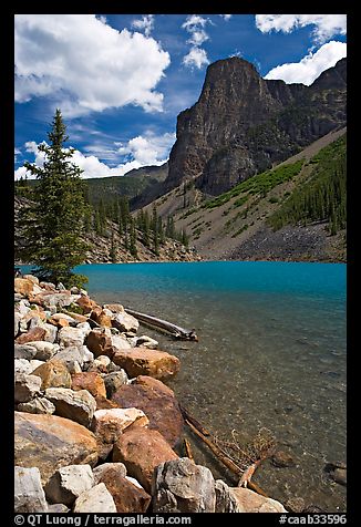 Moraine Lake and peak, afternoon. Banff National Park, Canadian Rockies, Alberta, Canada