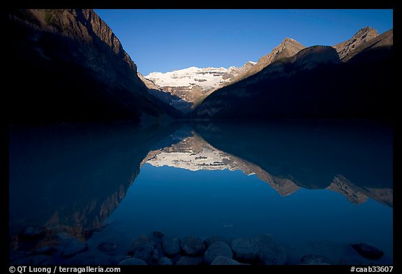 Lake Louise and Victoria Peak, early morning. Banff National Park, Canadian Rockies, Alberta, Canada