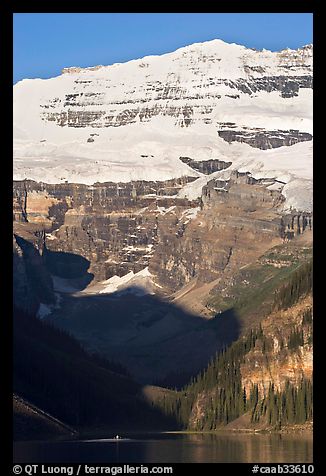 Victoria peak and glacier above Lake Louise, early morning. Banff National Park, Canadian Rockies, Alberta, Canada (color)