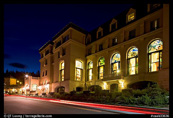 Chateau Lake Louise at night. Banff National Park, Canadian Rockies, Alberta, Canada (color)