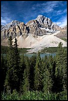 Crowfoot Mountain rising above Bow Lake. Banff National Park, Canadian Rockies, Alberta, Canada