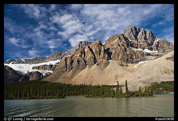 Crowfoot Mountain and Crowfoot Glacier above Bow Lake. Banff National Park, Canadian Rockies, Alberta, Canada