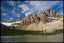 Crowfoot Mountain and Crowfoot Glacier above Bow Lake. Banff National Park, Canadian Rockies, Alberta, Canada (color)