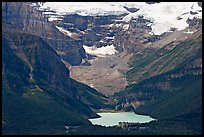 Distant view of Lake Louise and Chateau Lake Louise at the base of Victorial Peak. Banff National Park, Canadian Rockies, Alberta, Canada ( color)