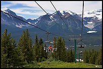 Riding a tram at Lake Louise ski resort. Banff National Park, Canadian Rockies, Alberta, Canada (color)