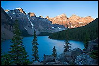 Wenkchemna Peaks above Moraine Lake, sunrise. Banff National Park, Canadian Rockies, Alberta, Canada ( color)