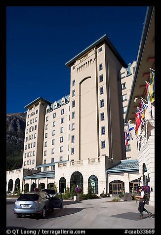 Checking in Chateau Lake Louise hotel. Banff National Park, Canadian Rockies, Alberta, Canada