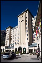 Checking in Chateau Lake Louise hotel. Banff National Park, Canadian Rockies, Alberta, Canada