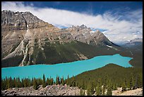 Peyto Lake and Cauldron Peak, mid-day. Banff National Park, Canadian Rockies, Alberta, Canada