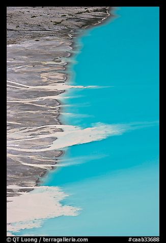Glacial sediments transported into Peyto Lake by streams. Banff National Park, Canadian Rockies, Alberta, Canada (color)