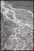 Braided stream on glacial flat near Peyto Lake. Banff National Park, Canadian Rockies, Alberta, Canada