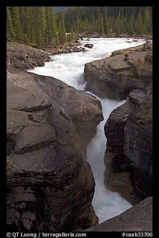 Entrance of slot, Mistaya Canyon. Banff National Park, Canadian Rockies, Alberta, Canada