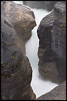 River flowing through narrow slot, Mistaya Canyon. Banff National Park, Canadian Rockies, Alberta, Canada ( color)