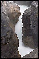 River flowing through narrow slot, Mistaya Canyon. Banff National Park, Canadian Rockies, Alberta, Canada (color)