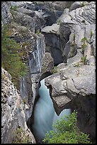 Limestone rock carved by river, Mistaya Canyon. Banff National Park, Canadian Rockies, Alberta, Canada (color)