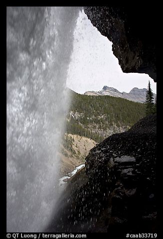 Panther Falls and ledge from behind. Banff National Park, Canadian Rockies, Alberta, Canada (color)