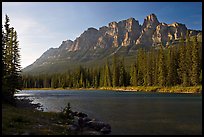 Castle Mountain and the Bow River, late afternoon. Banff National Park, Canadian Rockies, Alberta, Canada (color)