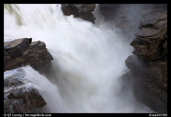 Rushing water, Athabasca Falls. Jasper National Park, Canadian Rockies, Alberta, Canada (color)