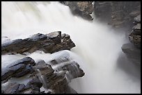 Water flowing over Gog quartzite in Athabasca Falls. Jasper National Park, Canadian Rockies, Alberta, Canada