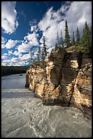 Athabasca River and cliff, late afternoon. Jasper National Park, Canadian Rockies, Alberta, Canada