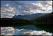 Peaks and clouds reflected in Leach Lake, sunset. Jasper National Park, Canadian Rockies, Alberta, Canada ( color)