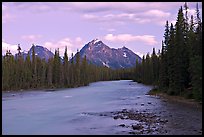 Whirlpool River and Whirlpool Peak, sunset. Jasper National Park, Canadian Rockies, Alberta, Canada (color)