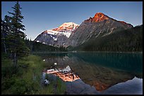 Cavell Lake and Mt Edith Cavell, sunrise. Jasper National Park, Canadian Rockies, Alberta, Canada (color)