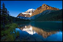 Cavell Lake and Mt Edith Cavell, early morning. Jasper National Park, Canadian Rockies, Alberta, Canada (color)