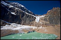 Mt Edith Cavell, Angel Glacier, and turquoise glacial lake. Jasper National Park, Canadian Rockies, Alberta, Canada