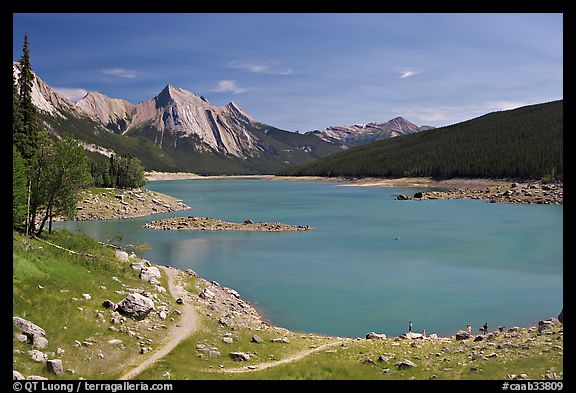 Medicine Lake, afternoon. Jasper National Park, Canadian Rockies, Alberta, Canada (color)
