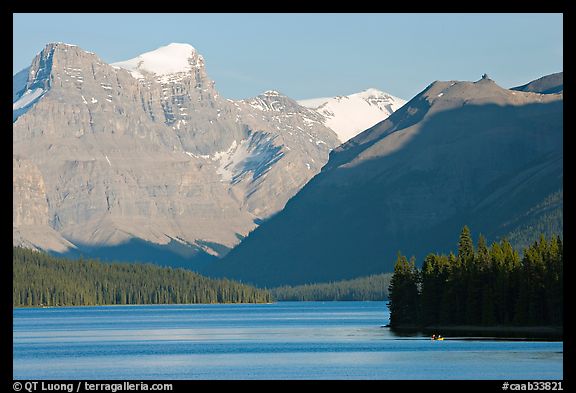 Maligne Lake and peaks, late afternoon. Jasper National Park, Canadian Rockies, Alberta, Canada (color)