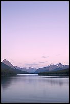 Maligne Lake, sunset. Jasper National Park, Canadian Rockies, Alberta, Canada (color)
