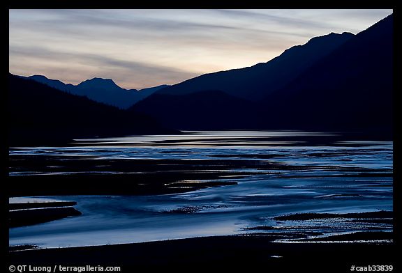 Flood plain of Medicine Lake, sunset. Jasper National Park, Canadian Rockies, Alberta, Canada