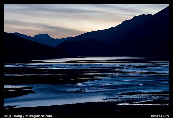 Flood plain of Medicine Lake, sunset. Jasper National Park, Canadian Rockies, Alberta, Canada (color)