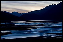 Flood plain of Medicine Lake, sunset. Jasper National Park, Canadian Rockies, Alberta, Canada
