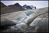 Glacial stream at the toe of Athabasca Glacier. Jasper National Park, Canadian Rockies, Alberta, Canada (color)