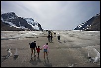 Tourists on Athabasca Glacier, Columbia Icefield. Jasper National Park, Canadian Rockies, Alberta, Canada