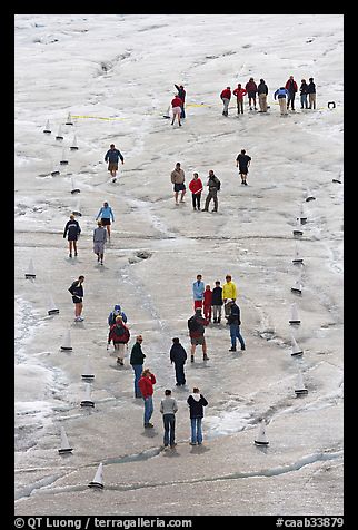 People in delimited area, Athabasca Glacier. Jasper National Park, Canadian Rockies, Alberta, Canada