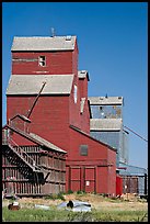 Wood grain storage buildings. Alberta, Canada