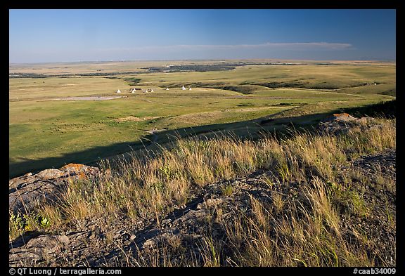 Plain seen from the top of the cliff, late afternoon, Head-Smashed-In Buffalo Jump. Alberta, Canada