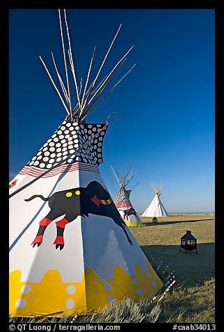 Teepee tents,  Head-Smashed-In Buffalo Jump. Alberta, Canada (color)