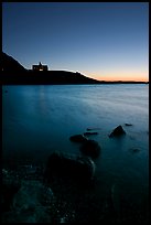 Waterton Lake and Prince of Wales hotel, dawn. Waterton Lakes National Park, Alberta, Canada