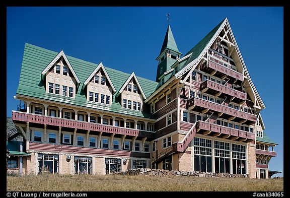 Prince of Wales hotel facade. Waterton Lakes National Park, Alberta, Canada (color)