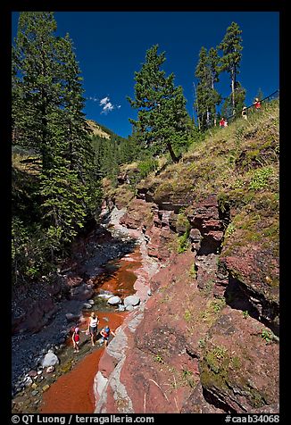 Family in Red Rock Canyon. Waterton Lakes National Park, Alberta, Canada (color)
