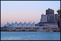 Canada Place and skyline at dusk. Vancouver, British Columbia, Canada ( color)