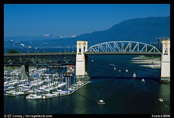 Burrard Bridge and mountains. Vancouver, British Columbia, Canada (color)